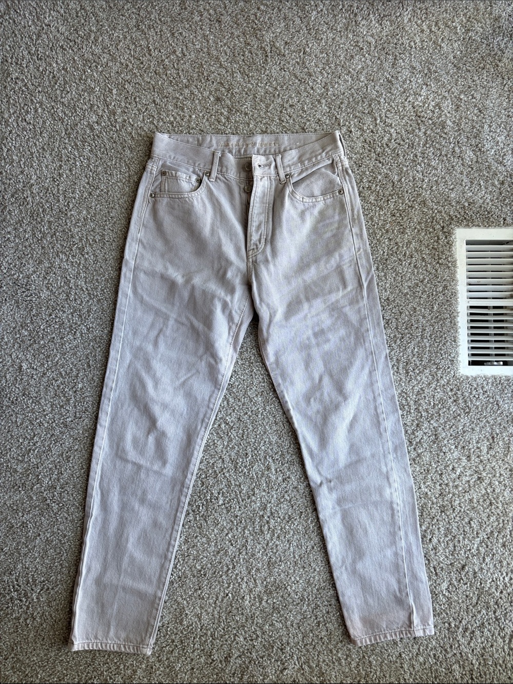 American Eagle Outfitters Slim Straight Jeans in Light Beige